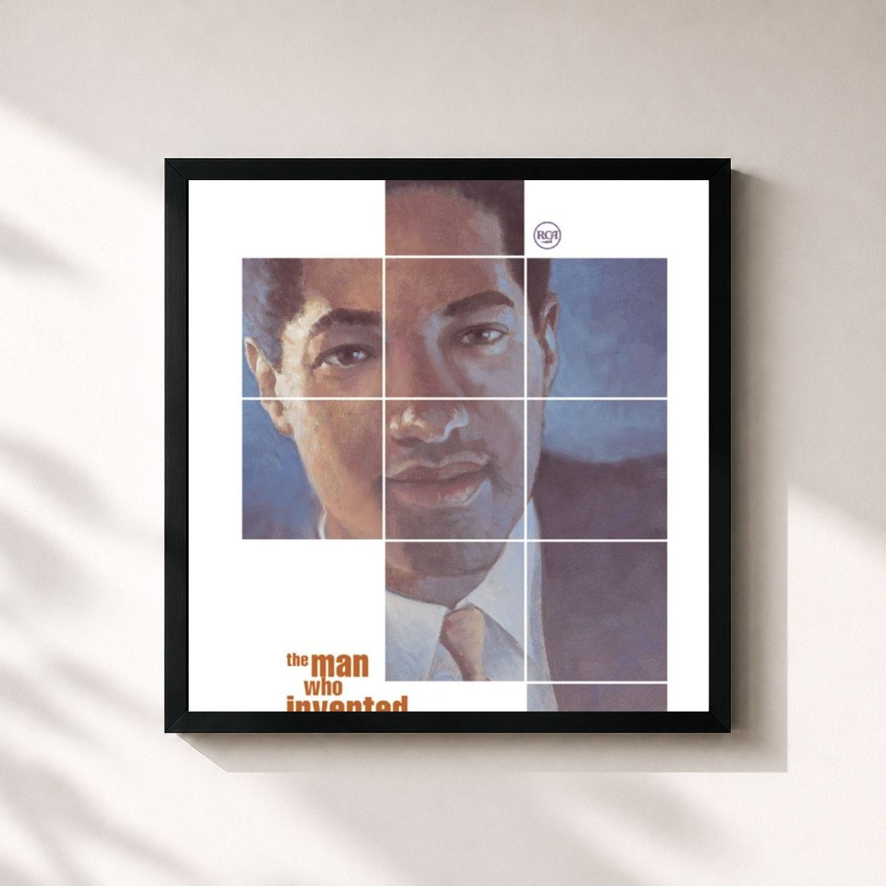 #noir Tableau carré de l'album The Man Who Invented Soul de Sam Cooke, cadre noir 32x32 cm