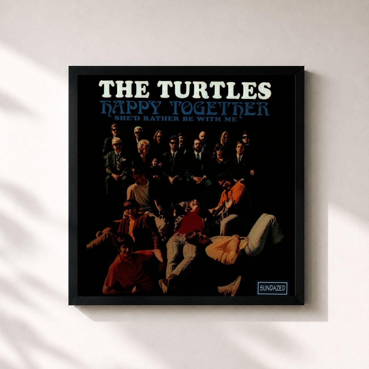 #noir Tableau carré de l'album Happy Together de The Turtles, cadre noir 32x32 cm