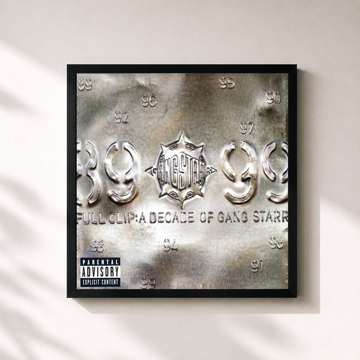 #noir Tableau carré de l'album Full Clip: A Decade Of Gang Starr de Gang Starr, cadre noir 32x32 cm