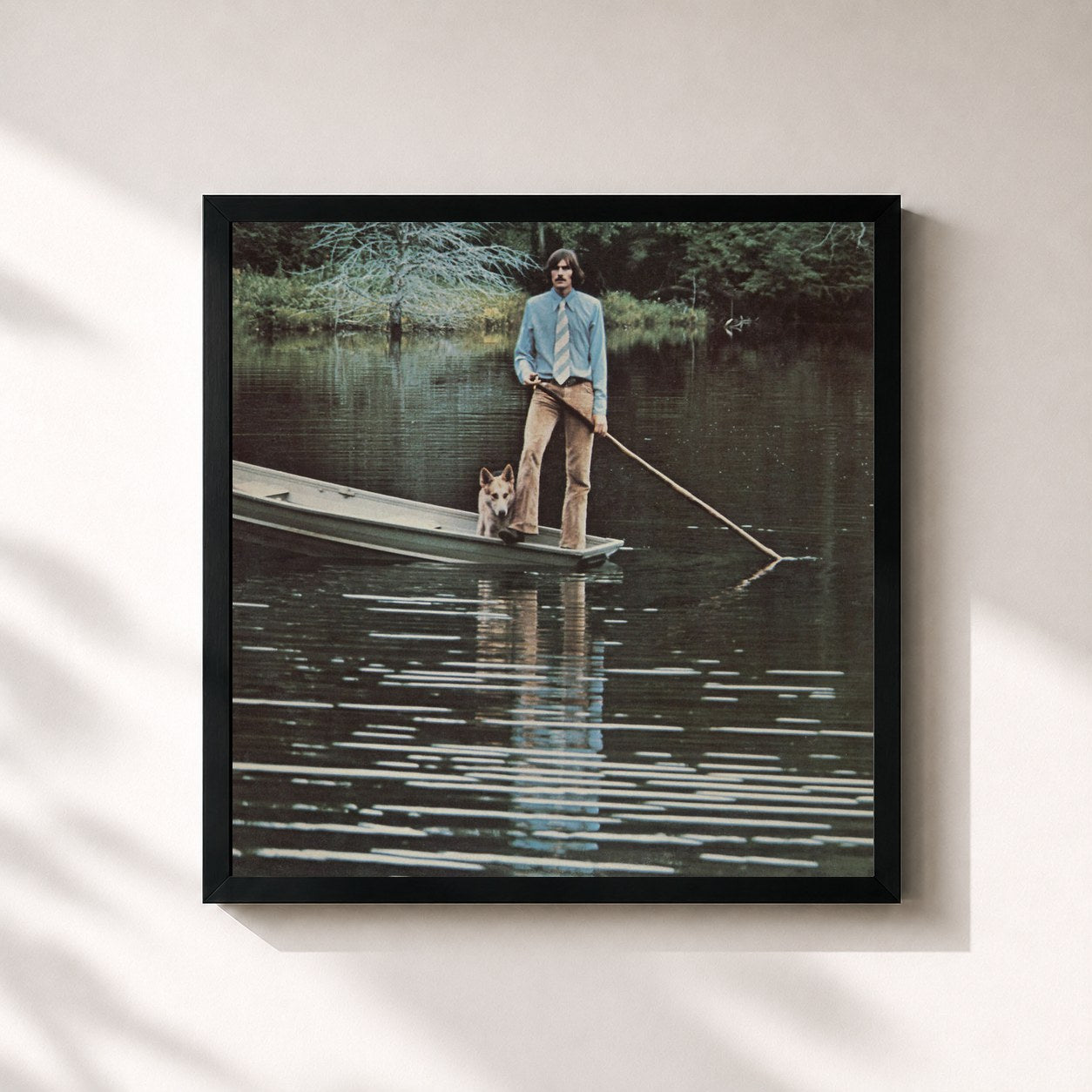 #noir Tableau carré de l'album One Man Dog (2019 Remaster) de James Taylor, cadre noir 32x32 cm