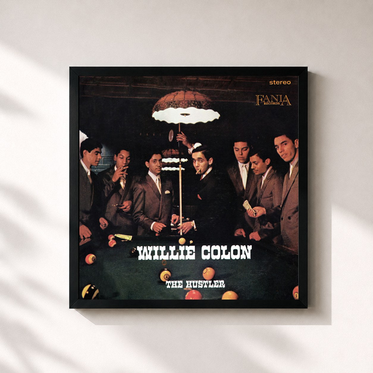 #noir Tableau carré de l'album The Hustler de Willie Colón, cadre noir 32x32 cm