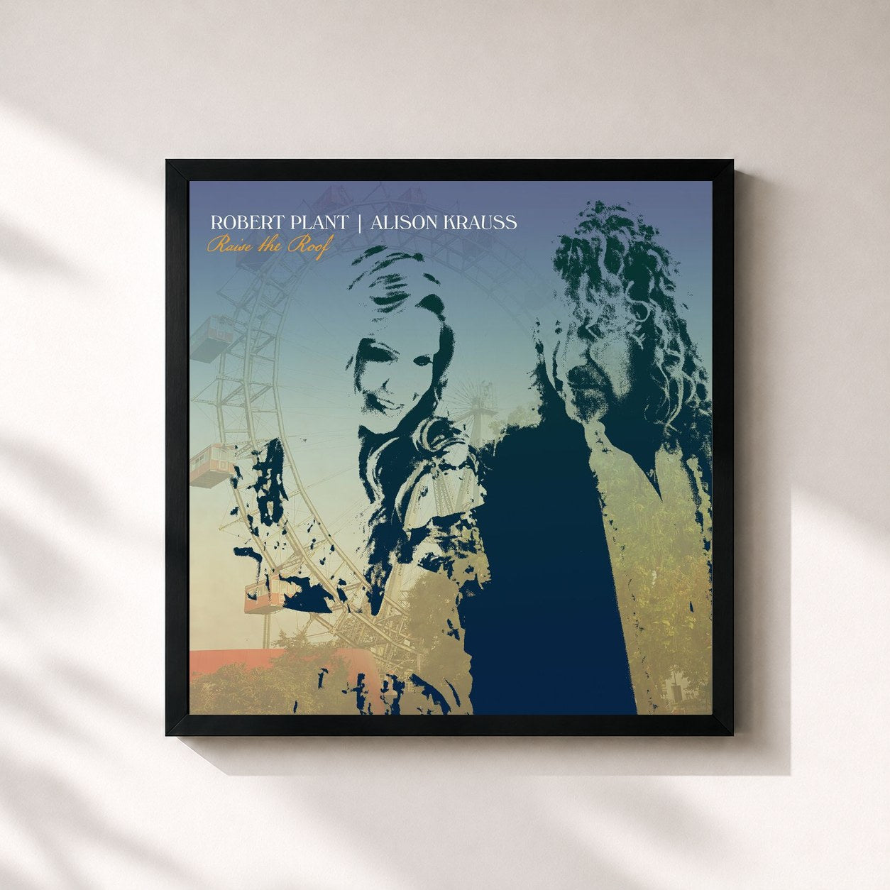 #noir Tableau carré de l'album Raise The Roof (Deluxe Edition) de Robert Plant, cadre noir 32x32 cm