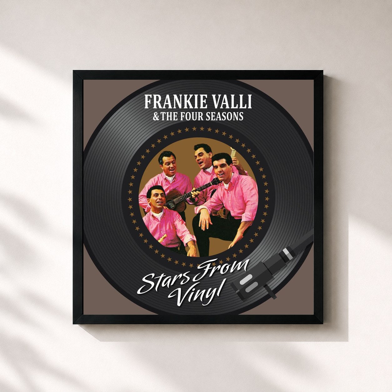 #noir Tableau carré de l'album Stars from Vinyl de Frankie Valli, cadre noir 32x32 cm