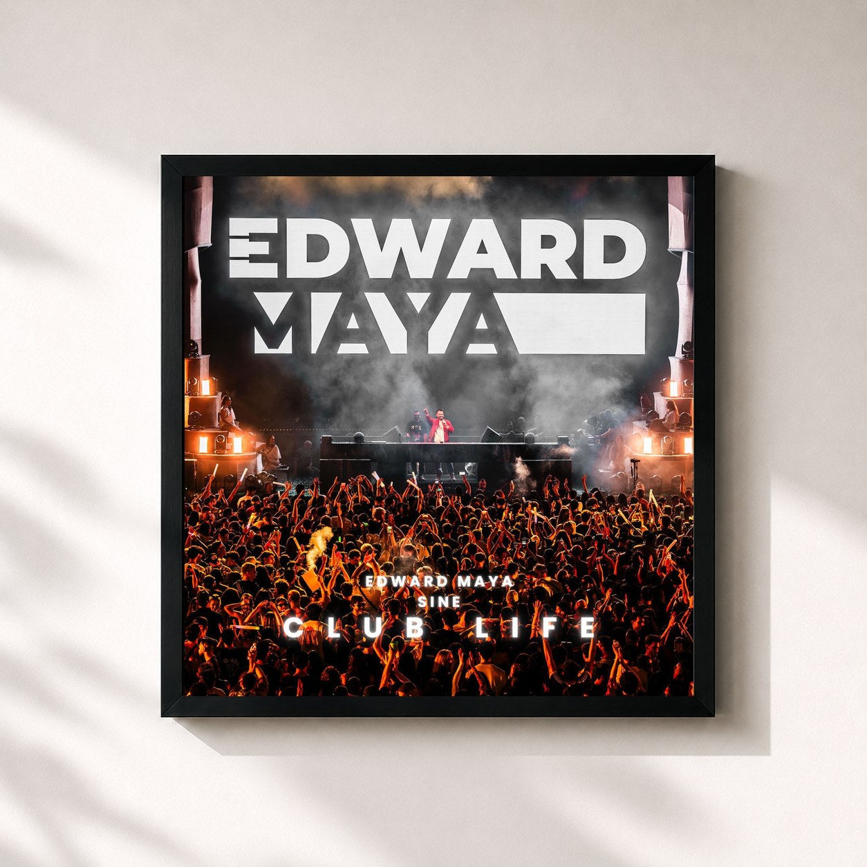 #noir Tableau carré de l'album Club Life de Edward Maya, cadre noir 32x32 cm