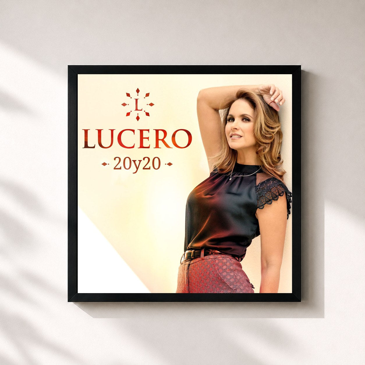 #noir Tableau carré de l'album 20y20 de Lucero, cadre noir 32x32 cm