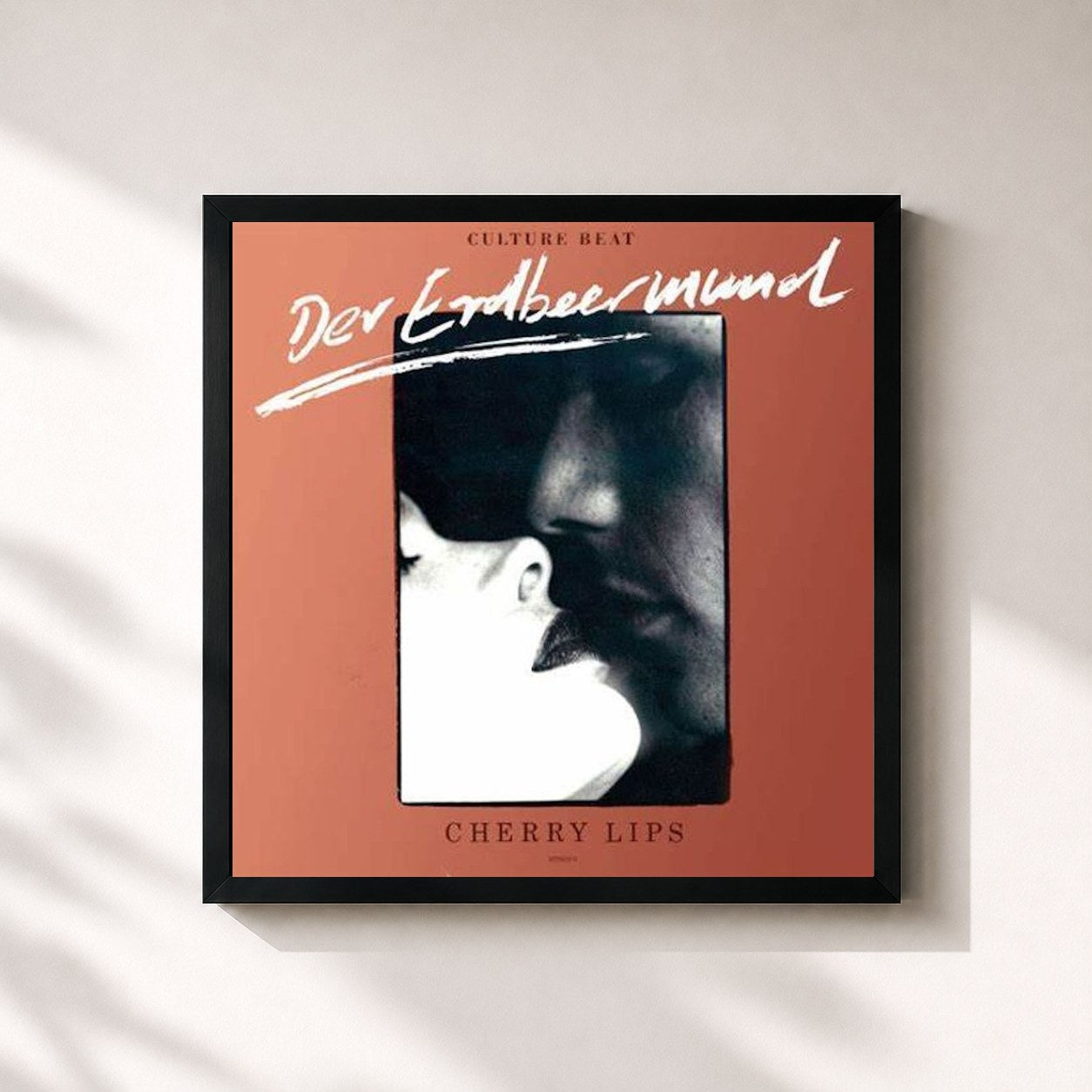 #noir Tableau carré de l'album Cherry Lips / Der Erdbeermund de Culture Beat, cadre noir 32x32 cm
