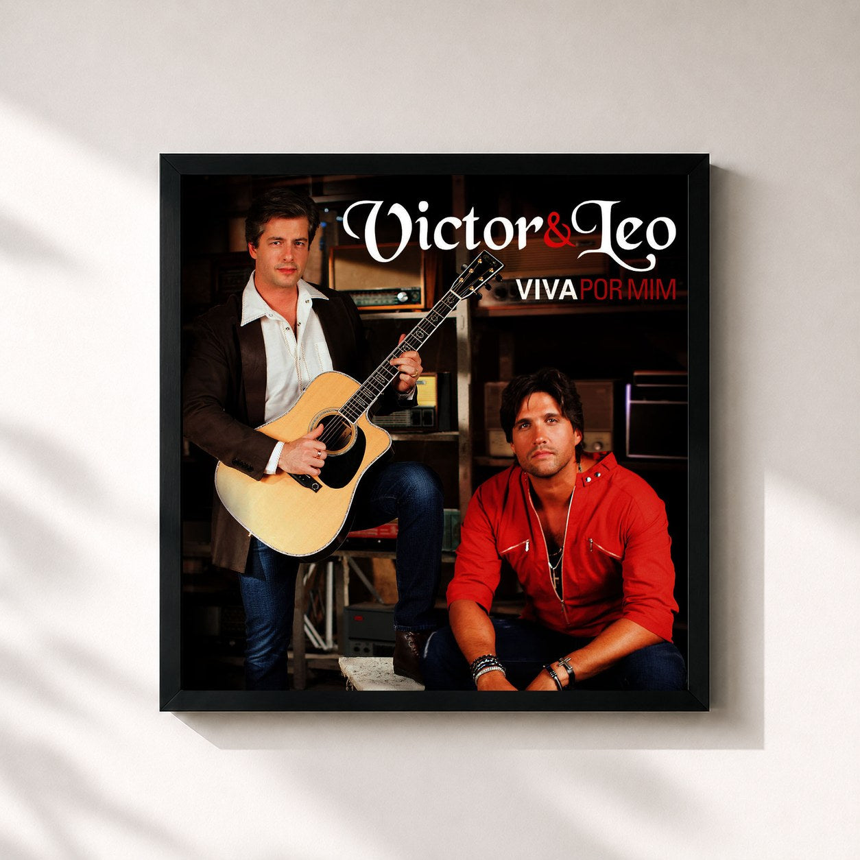 #noir Tableau carré de l'album Viva por Mim de Victor & Leo, cadre noir 32x32 cm