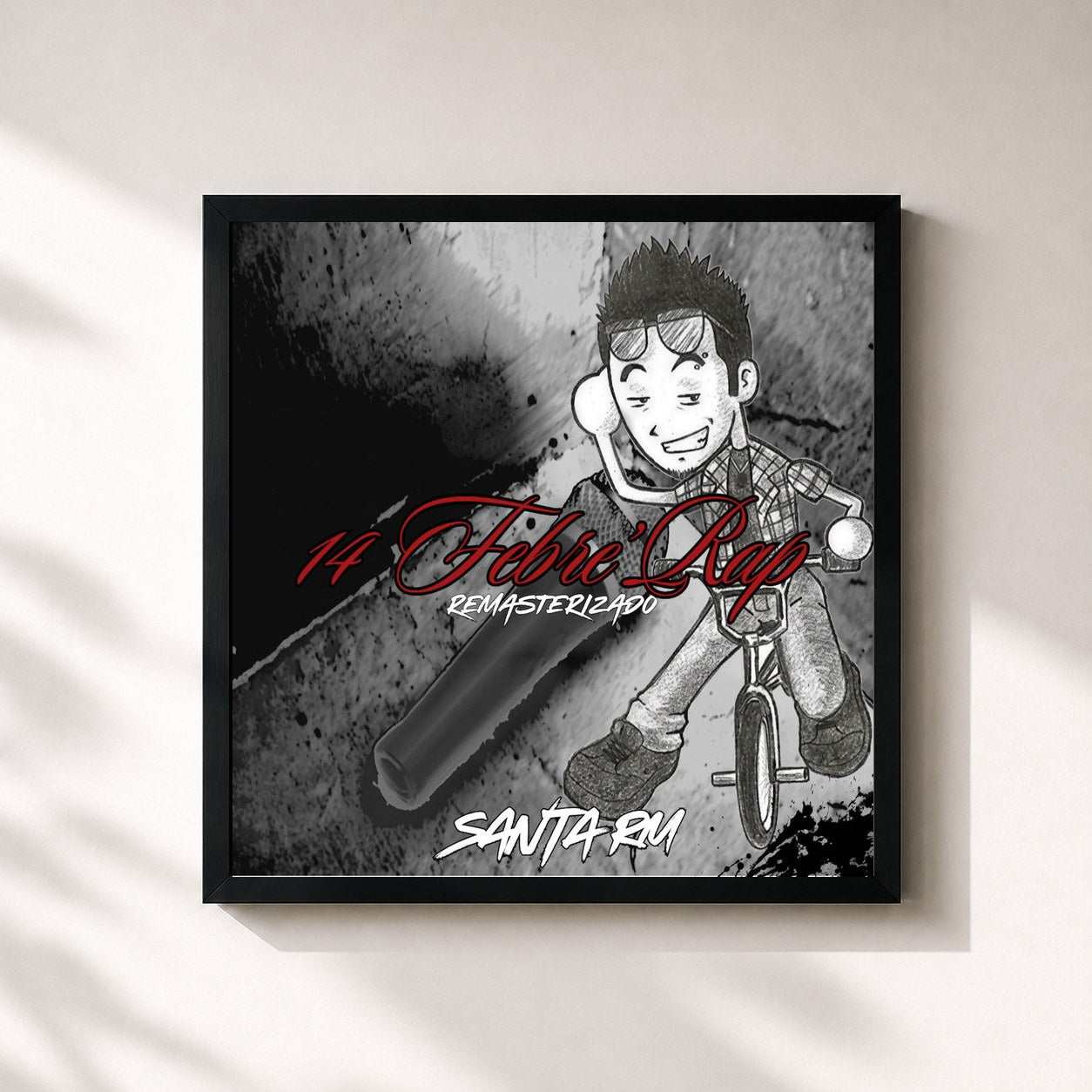 #noir Tableau carré de l'album 14 de Febre’rap (Remasterizado 2026) de santa rm, cadre noir 32x32 cm