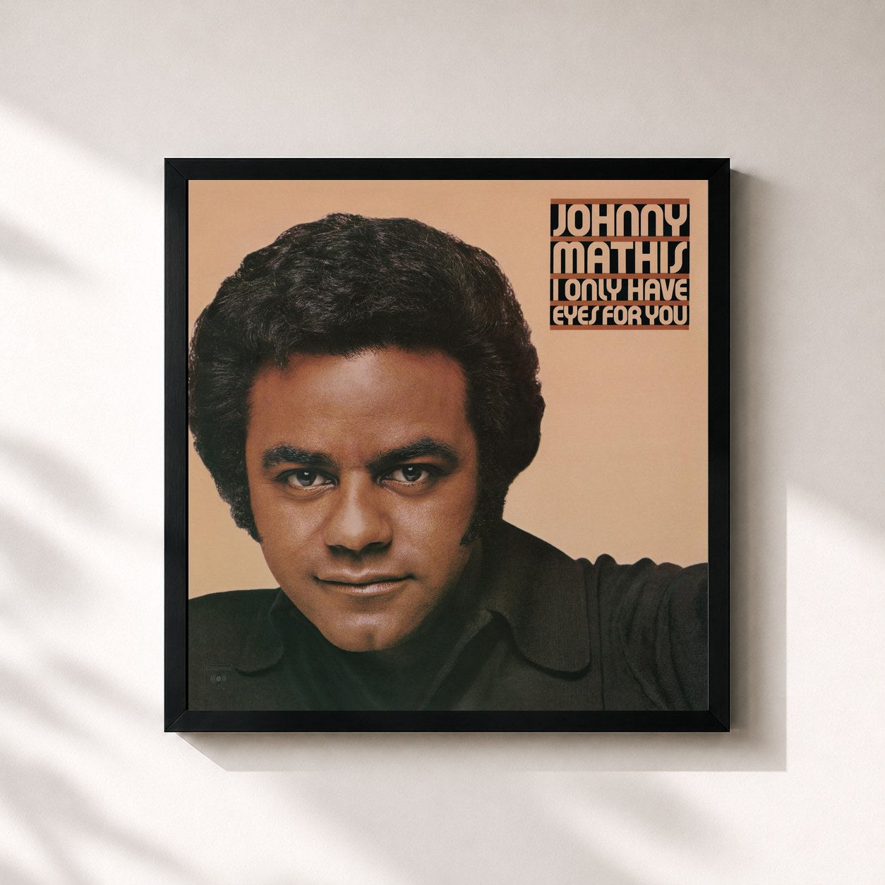 #noir Tableau carré de l'album I Only Have Eyes For You de Johnny Mathis, cadre noir 32x32 cm