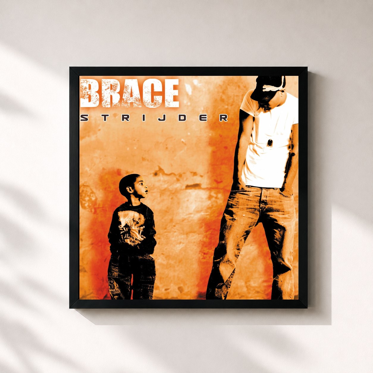 #noir Tableau carré de l'album Strijder de Brace, cadre noir 32x32 cm