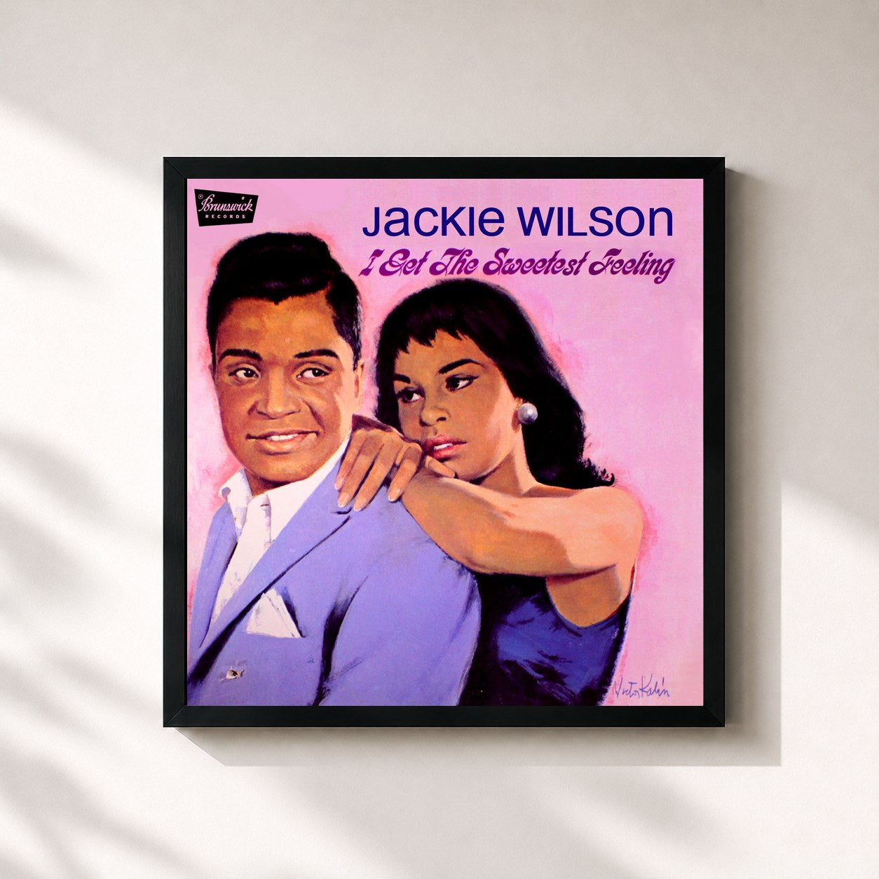 #noir Tableau carré de l'album I Get the Sweetest Feeling de Jackie Wilson, cadre noir 32x32 cm