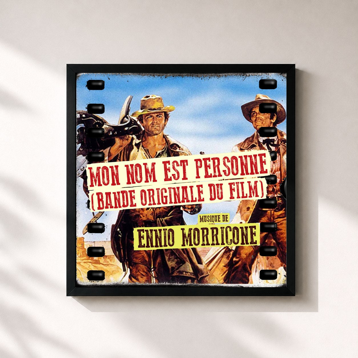 #noir Tableau carré de l'album Mon Nom Est Personne (Bande originale du film) (L'édition complète) de Ennio Morricone, cadre noir 32x32 cm