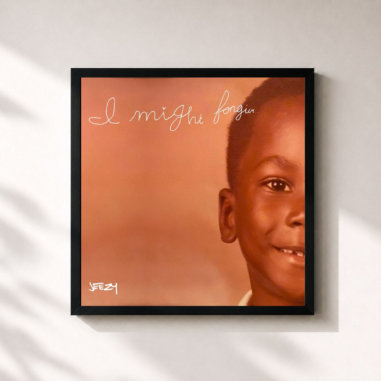 #noir Tableau carré de l'album I Might Forgive de Jeezy, cadre noir 32x32 cm