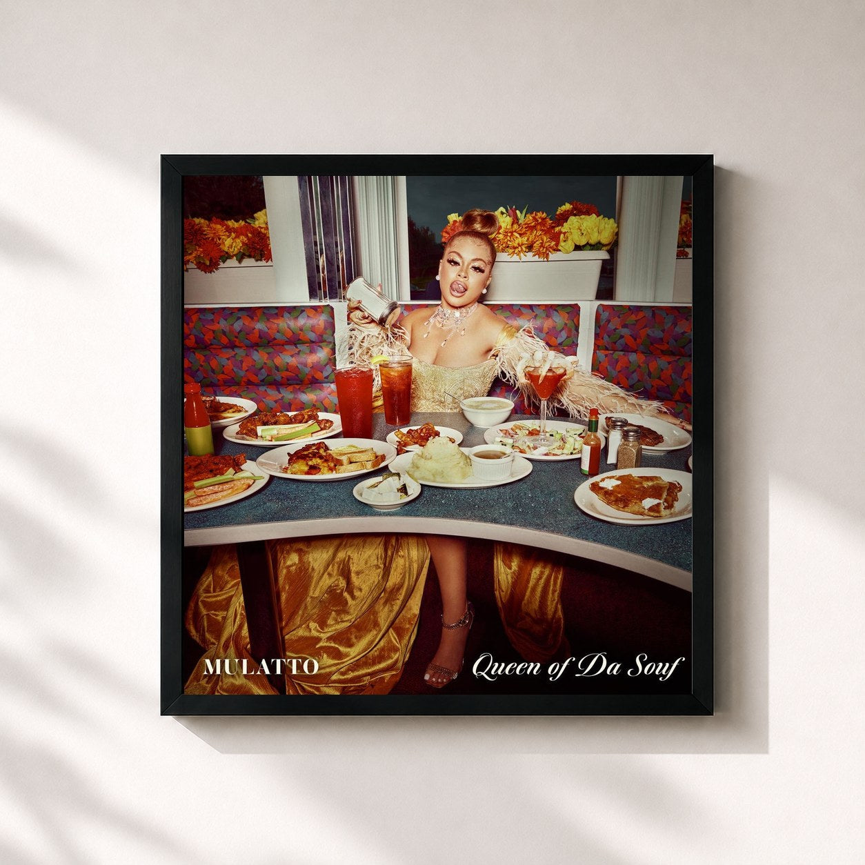 #noir Tableau carré de l'album Queen of Da Souf de Latto, cadre noir 32x32 cm