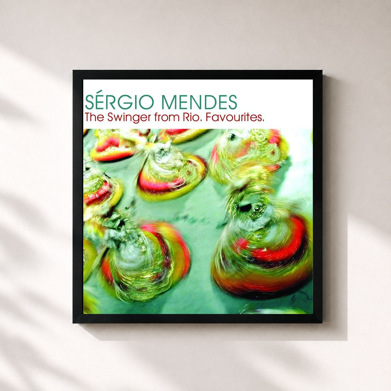 #noir Tableau carré de l'album Sergio Mendes: The Swinger from Rio de Sergio Mendes, cadre noir 32x32 cm