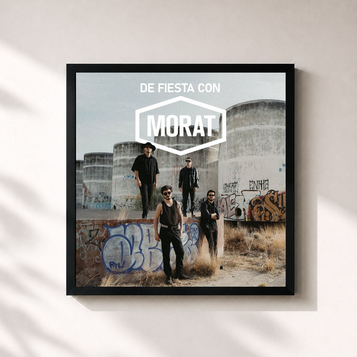 #noir Tableau carré de l'album De Fiesta Con Morat de Morat, cadre noir 32x32 cm