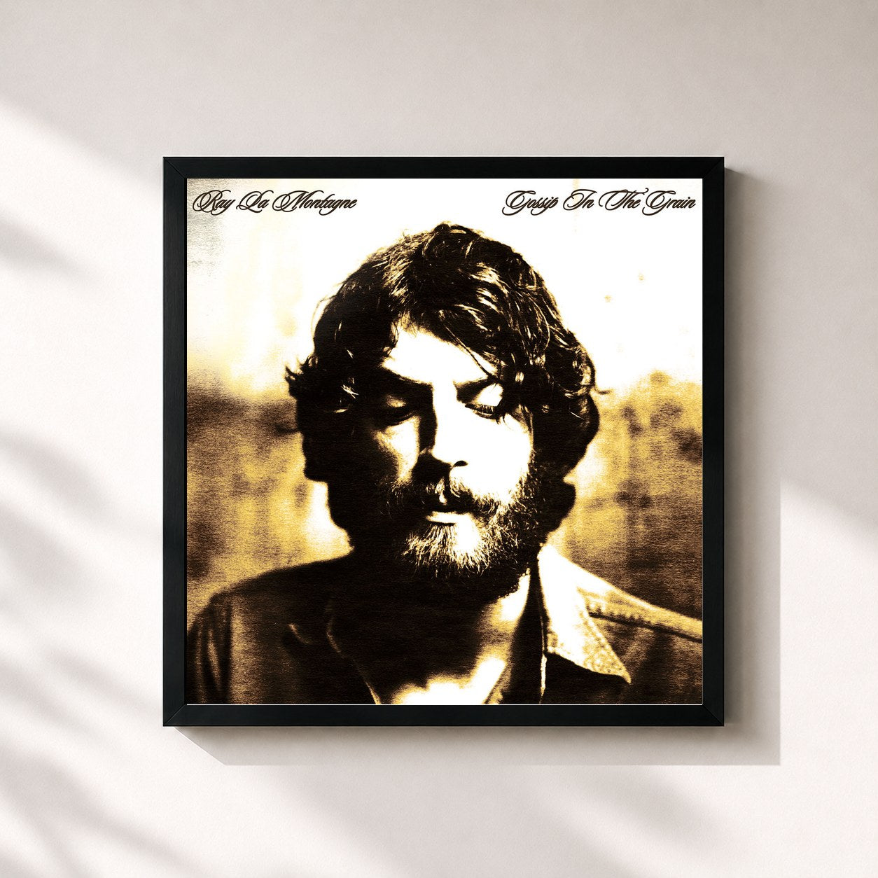 #noir Tableau carré de l'album Gossip in the Grain de Ray LaMontagne, cadre noir 32x32 cm
