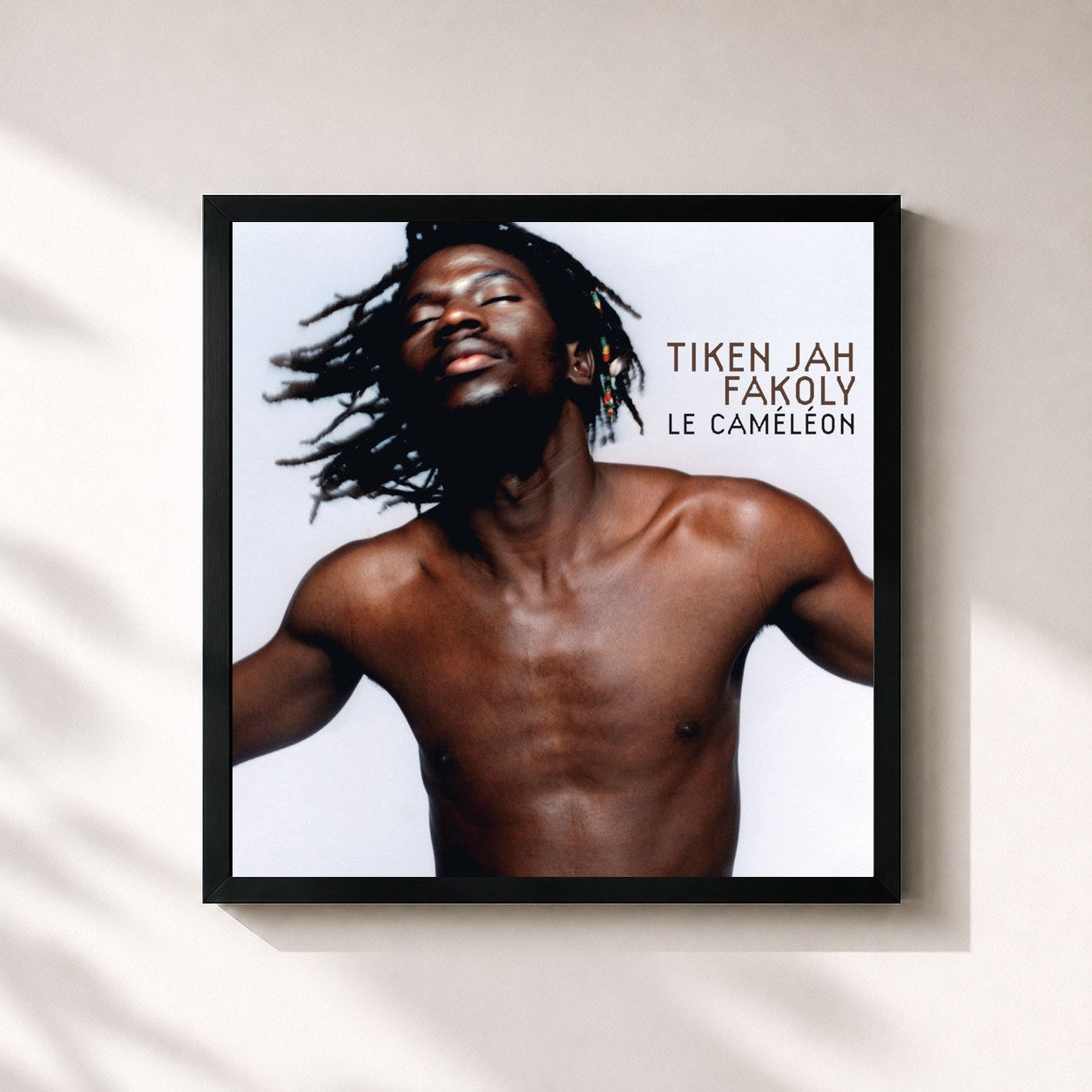 #noir Tableau carré de l'album Le Caméléon de Tiken Jah Fakoly, cadre noir 32x32 cm