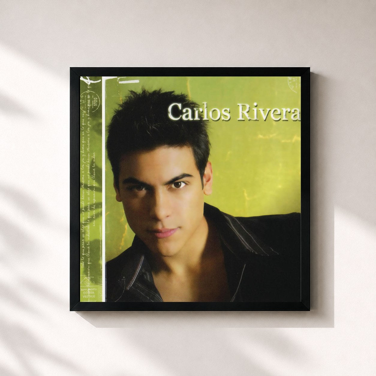 #noir Tableau carré de l'album Carlos Rivera de Carlos Rivera, cadre noir 32x32 cm