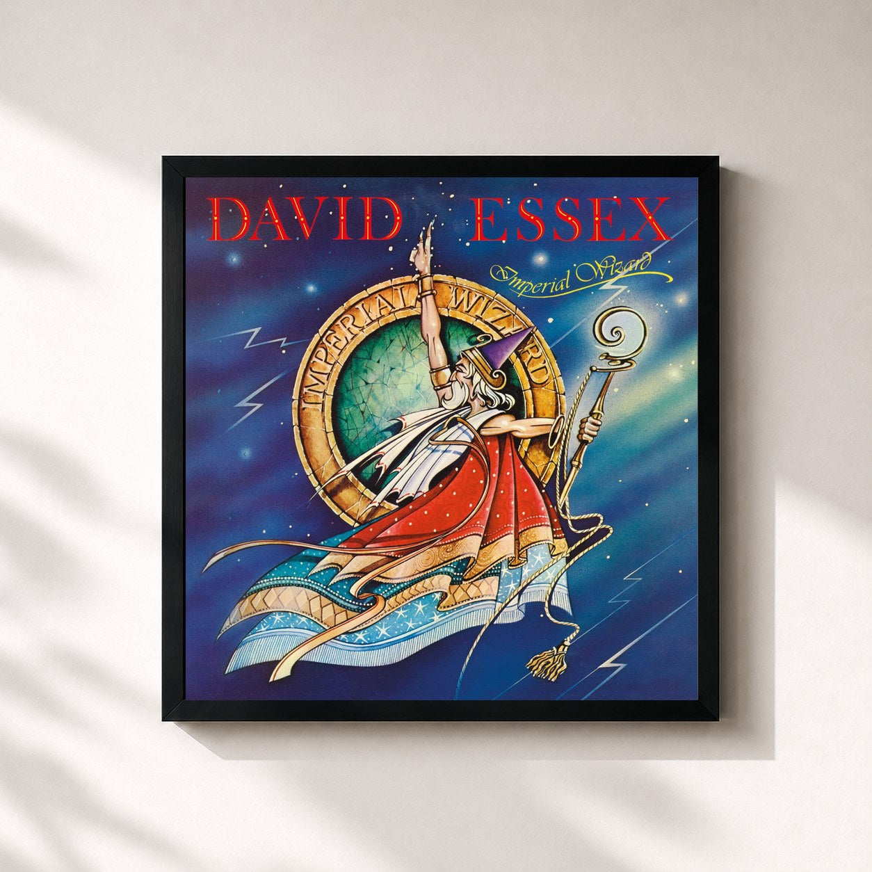 #noir Tableau carré de l'album Imperial Wizard de David Essex, cadre noir 32x32 cm