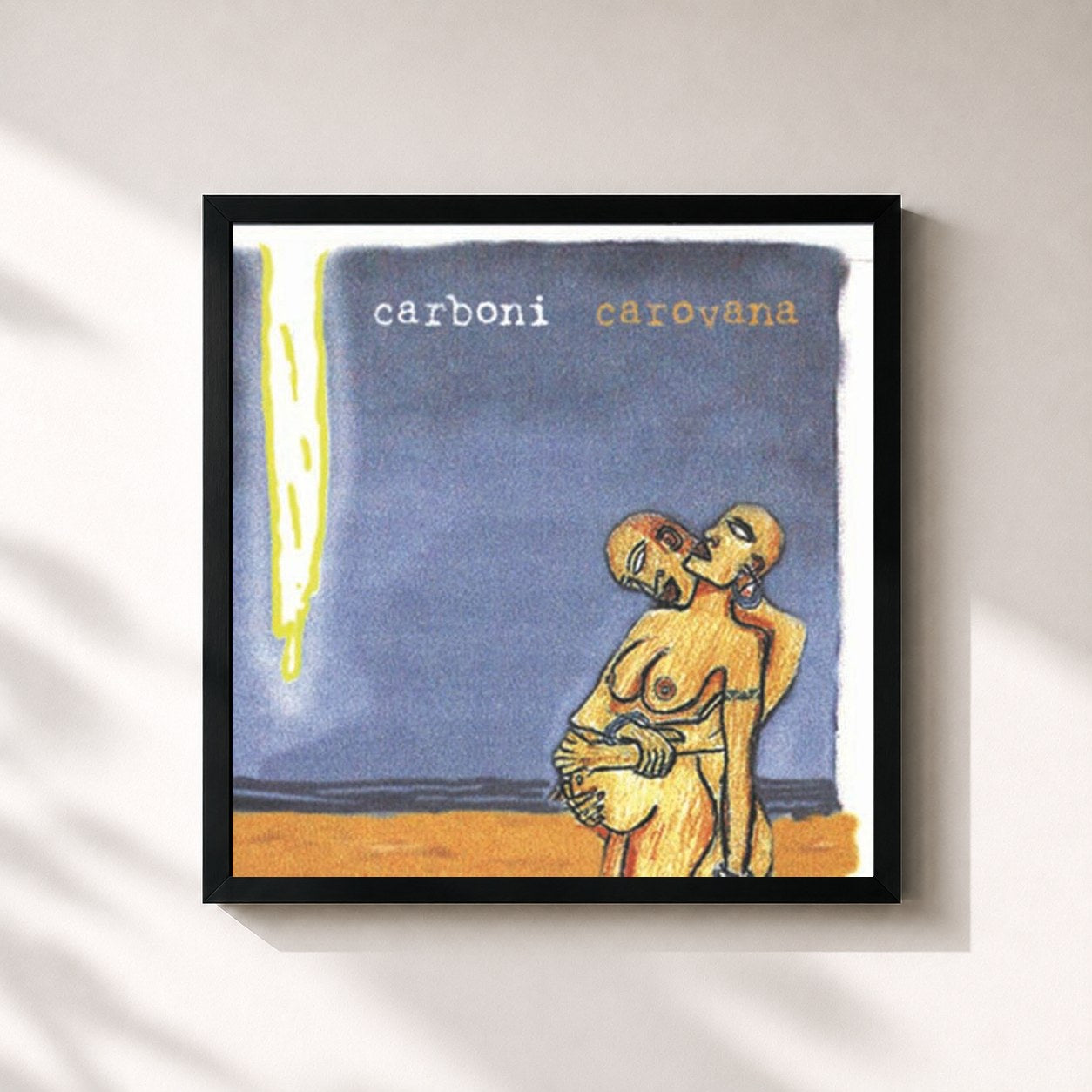 #noir Tableau carré de l'album Carovana de Luca Carboni, cadre noir 32x32 cm