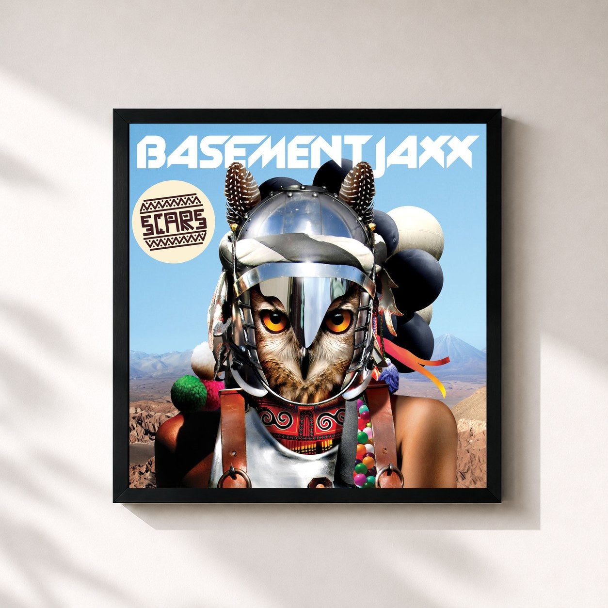 #noir Tableau carré de l'album Scars de Basement Jaxx, cadre noir 32x32 cm