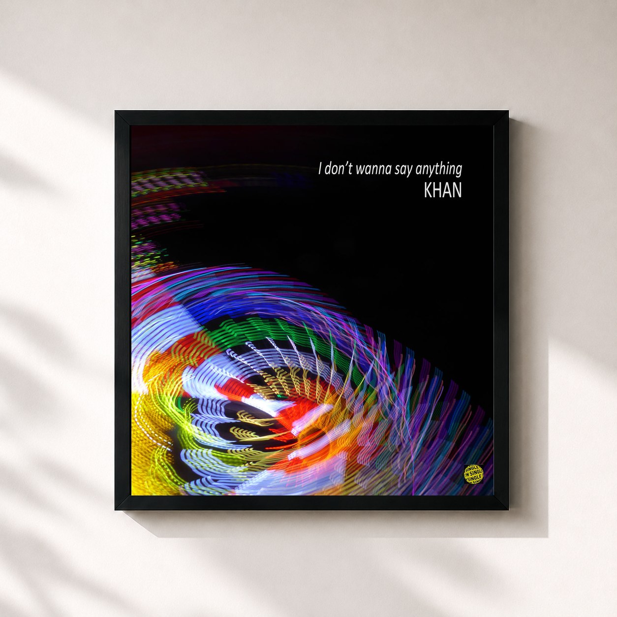 #noir Tableau carré de l'album I Don't Wanna Say Anything de Khan, cadre noir 32x32 cm