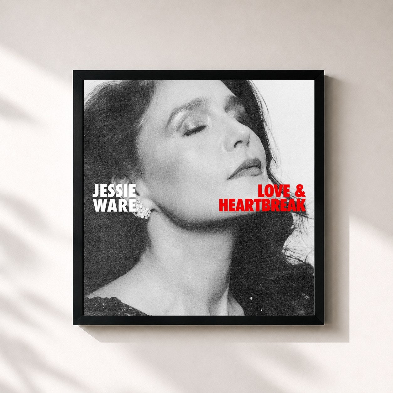 #noir Tableau carré de l'album Love & Heartbreak de Jessie Ware, cadre noir 32x32 cm