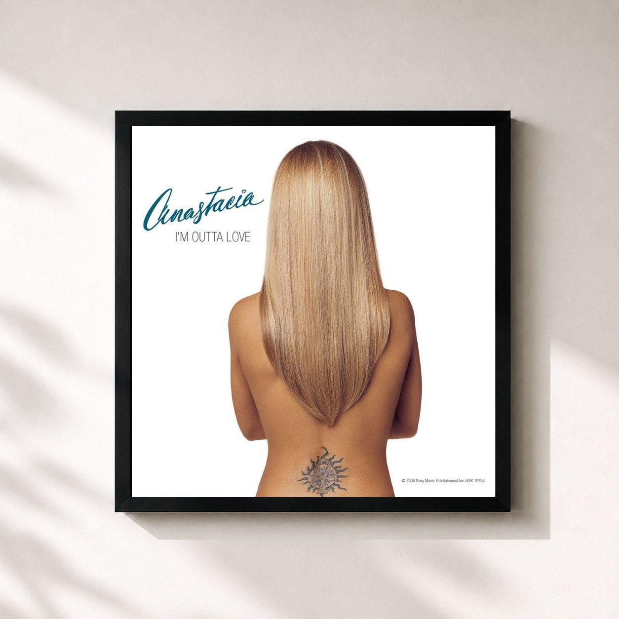 #noir Tableau carré de l'album I'm Outta Love de Anastacia, cadre noir 32x32 cm