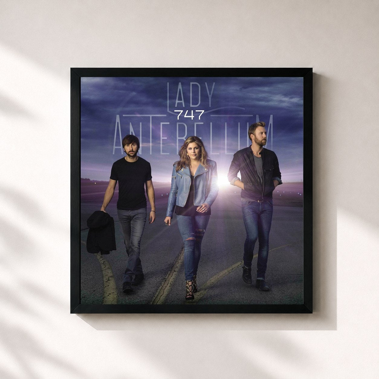 #noir Tableau carré de l'album 747 de Lady A, cadre noir 32x32 cm