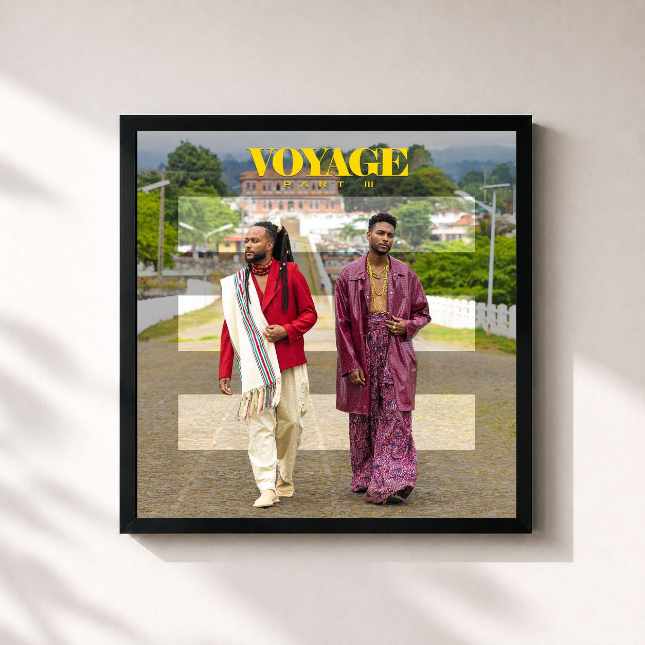 #noir Tableau carré de l'album Voyage (Part III) de Calema, cadre noir 32x32 cm