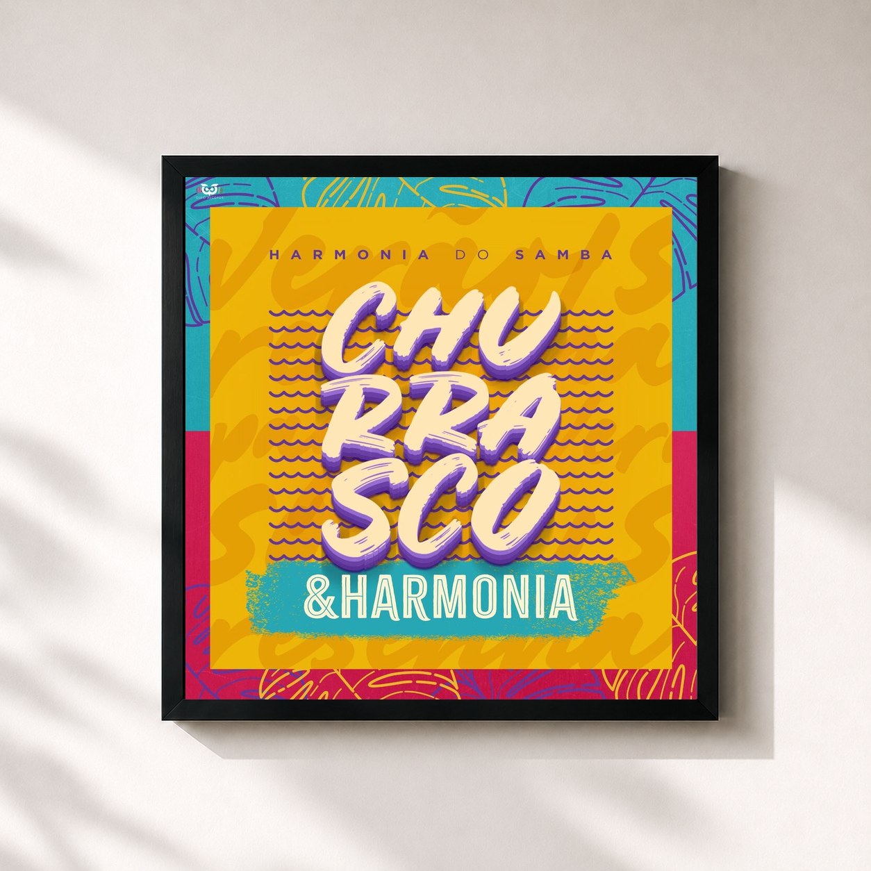 #noir Tableau carré de l'album Churrasco & Harmonia de Xanddy Harmonia, cadre noir 32x32 cm