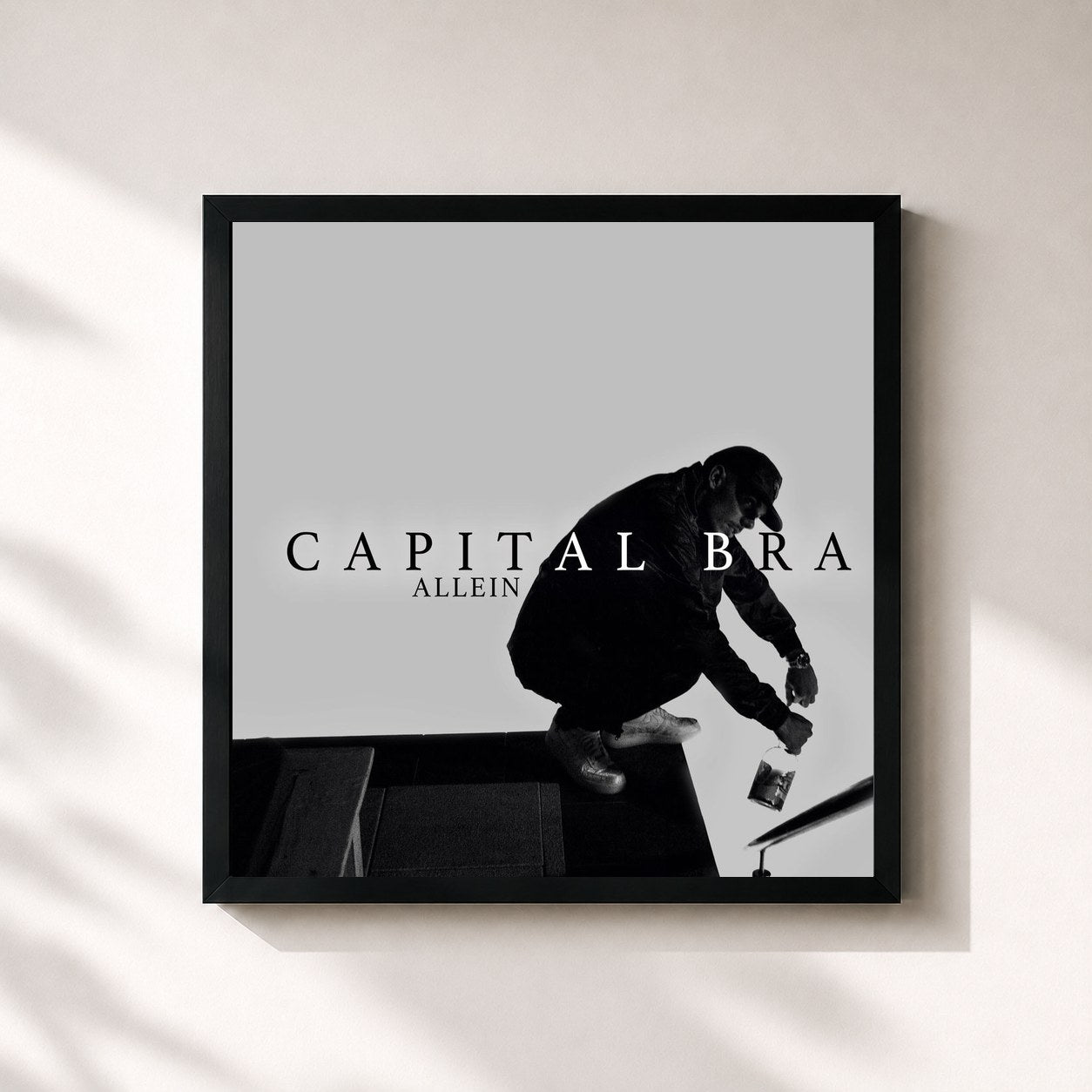 #noir Tableau carré de l'album Allein de Capital Bra, cadre noir 32x32 cm