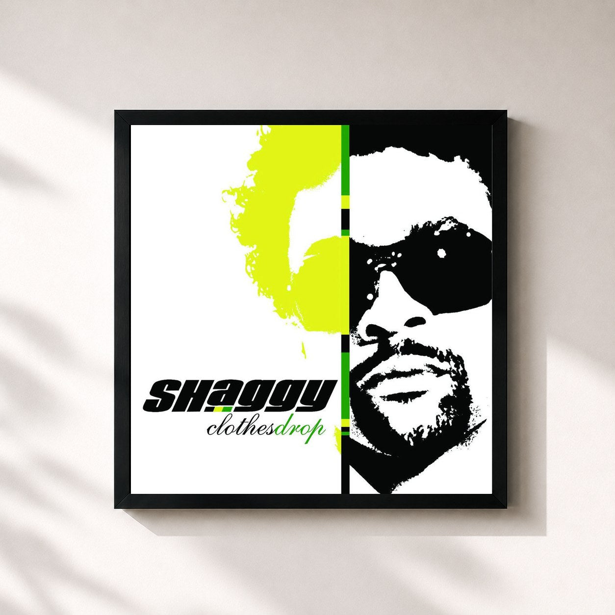 #noir Tableau carré de l'album Clothes Drop de Shaggy, cadre noir 32x32 cm
