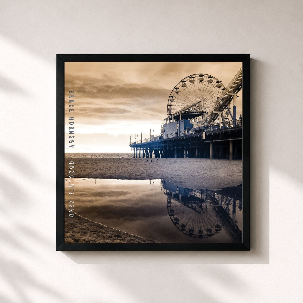 #noir Tableau carré de l'album Absolute Zero de Bruce Hornsby, cadre noir 32x32 cm