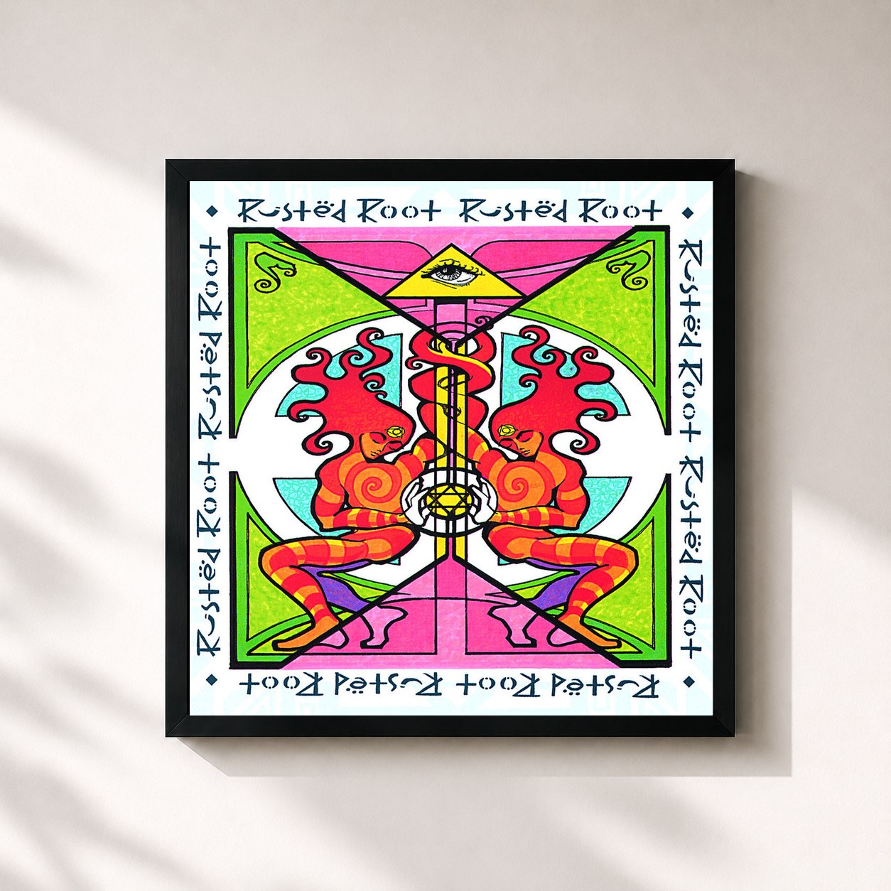 #noir Tableau carré de l'album Rusted Root de Rusted Root, cadre noir 32x32 cm