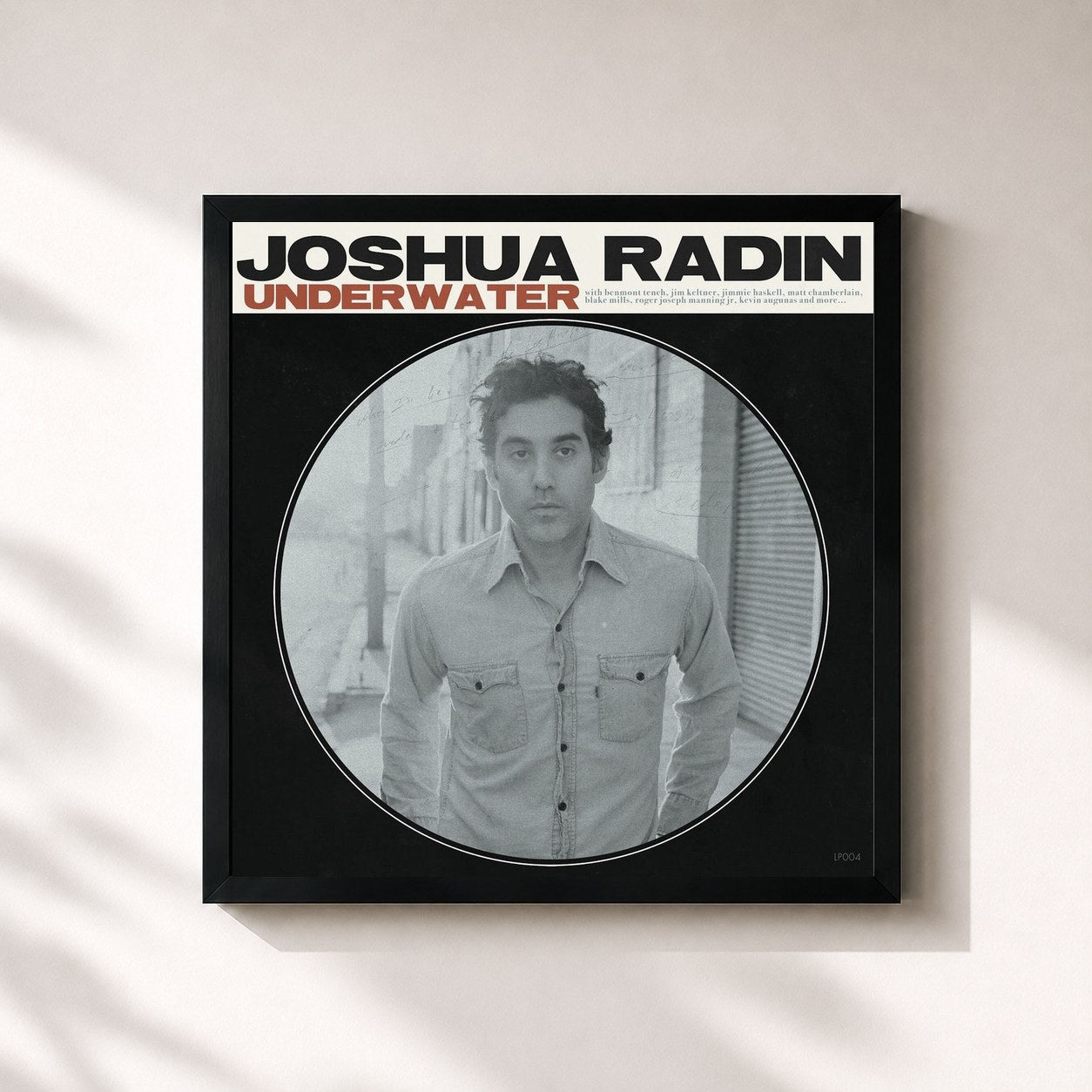 #noir Tableau carré de l'album Underwater (Deluxe) de Joshua Radin, cadre noir 32x32 cm