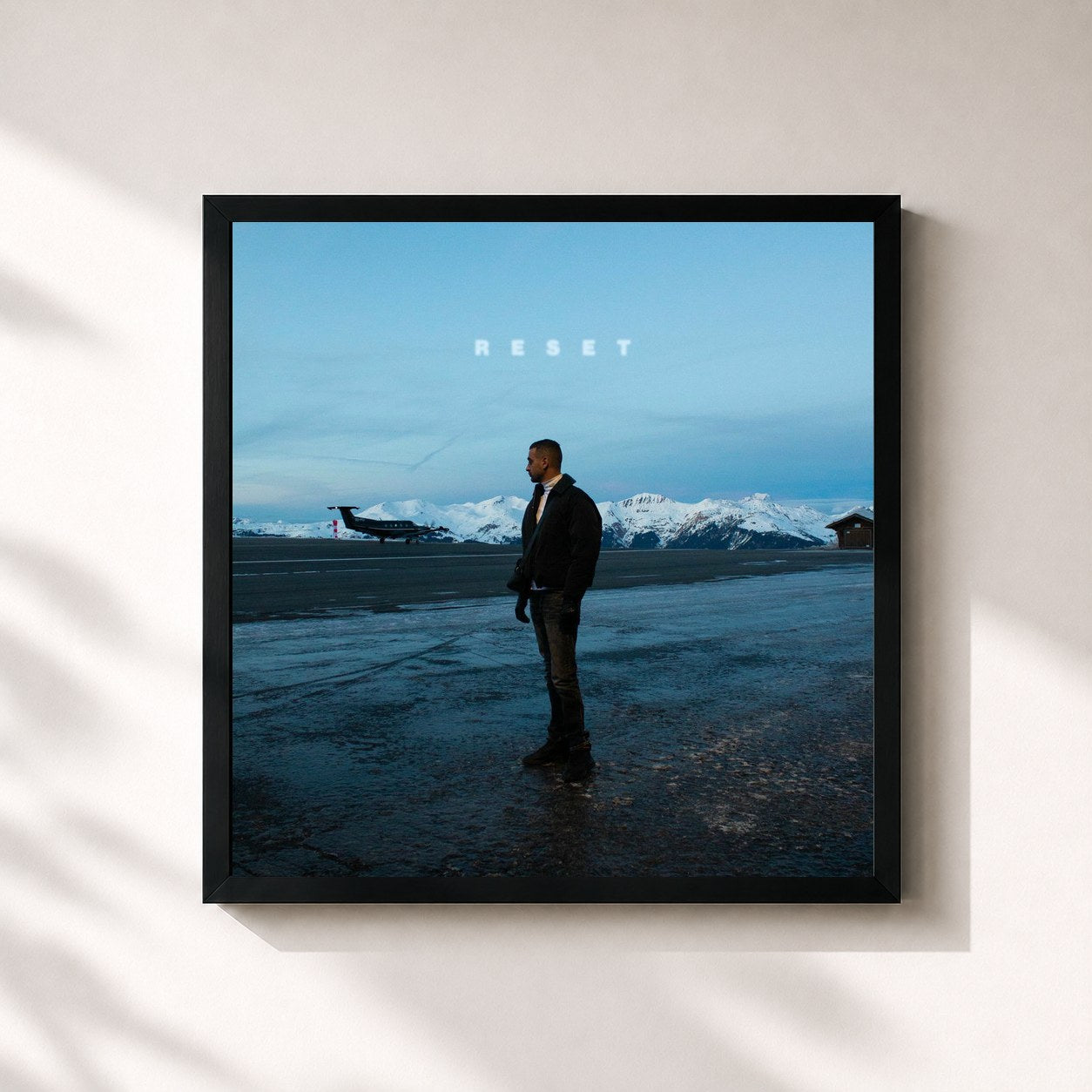#noir Tableau carré de l'album Reset de Ka, cadre noir 32x32 cm