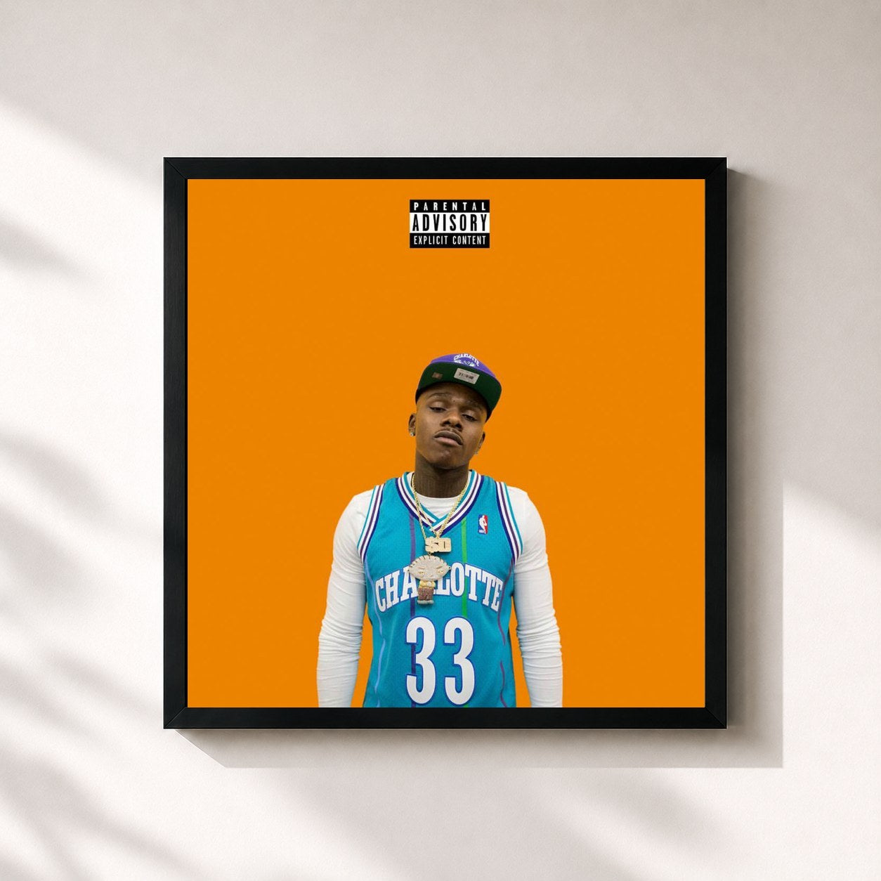 #noir Tableau carré de l'album Blank Blank de DaBaby, cadre noir 32x32 cm