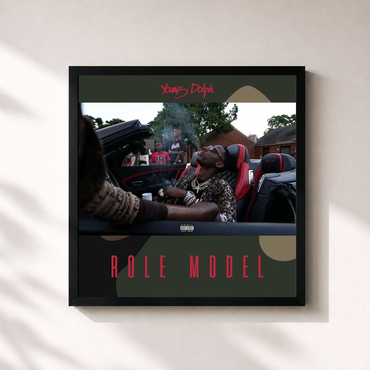 #noir Tableau carré de l'album Role Model de Young Dolph, cadre noir 32x32 cm