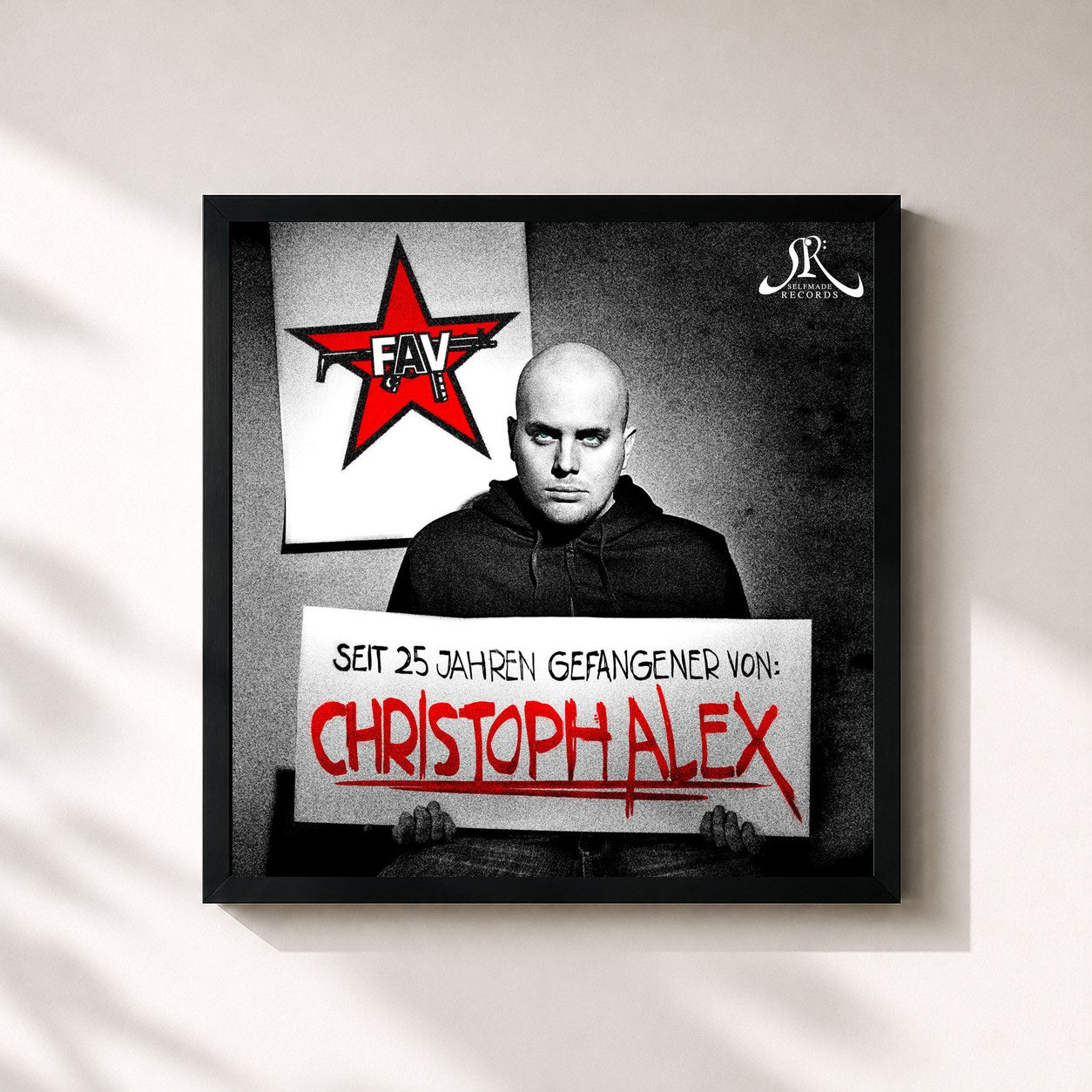 #noir Tableau carré de l'album Christoph Alex de Favorite, cadre noir 32x32 cm