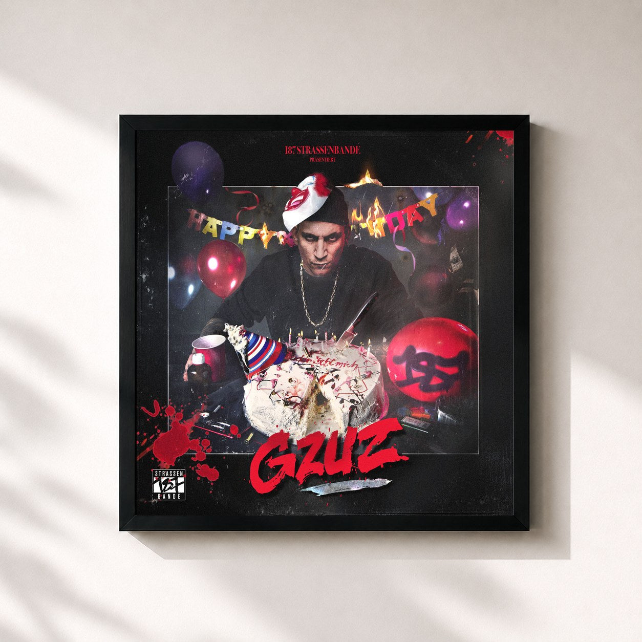 #noir Tableau carré de l'album Gzuz de Gzuz, cadre noir 32x32 cm