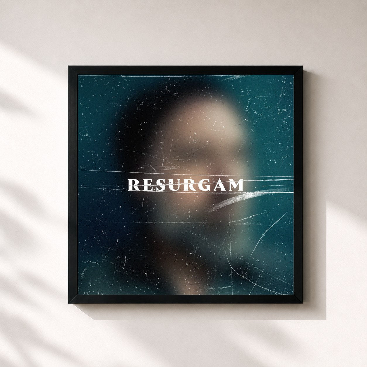 #noir Tableau carré de l'album Resurgam de Fink, cadre noir 32x32 cm
