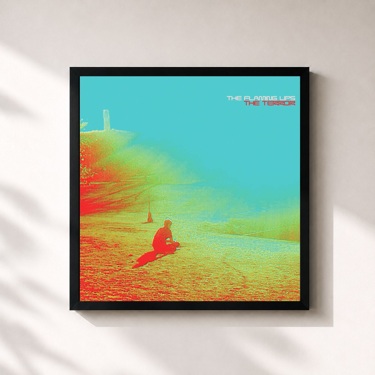 #noir Tableau carré de l'album The Terror de The Flaming Lips, cadre noir 32x32 cm