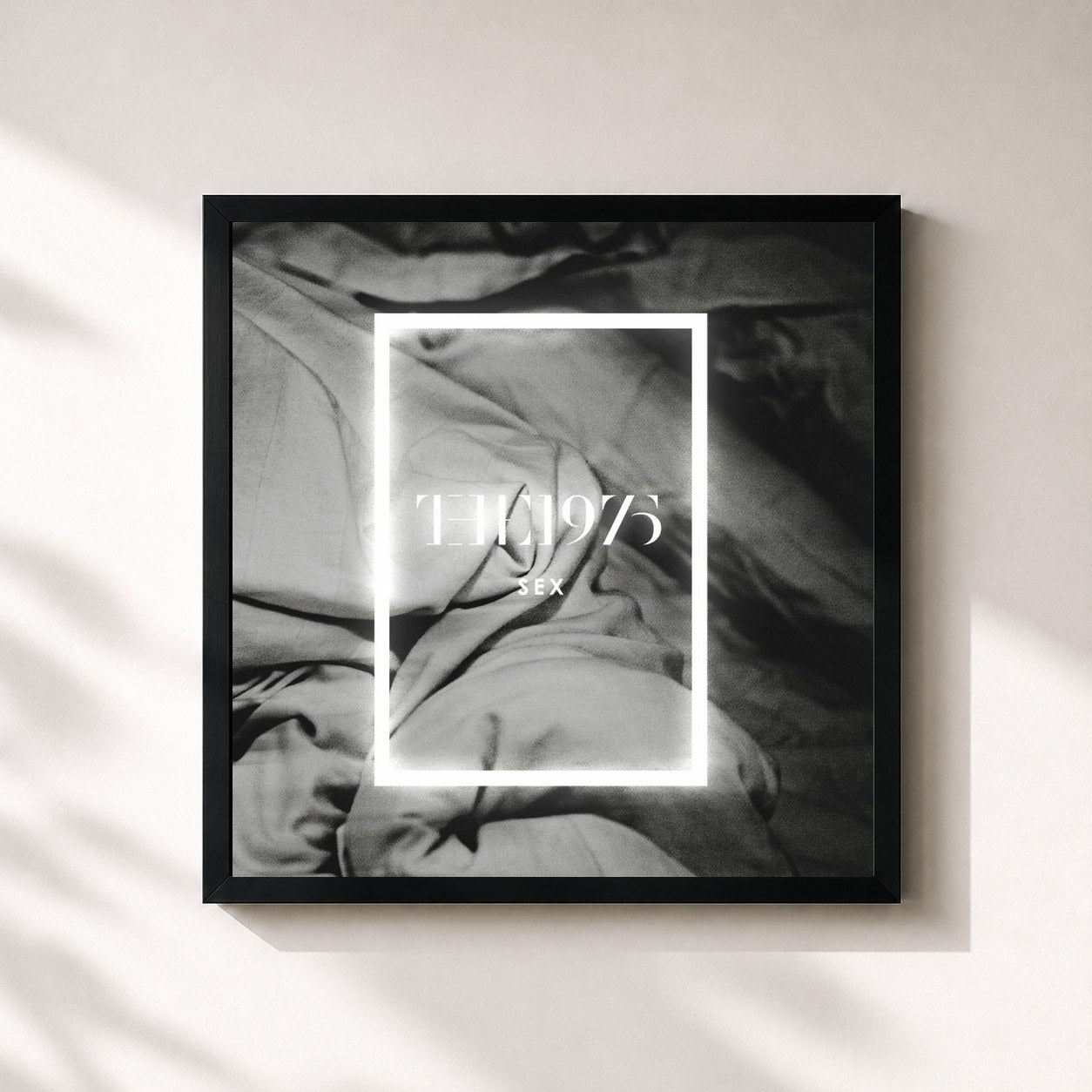 #noir Tableau carré de l'album Sex EP de The 1975, cadre noir 32x32 cm