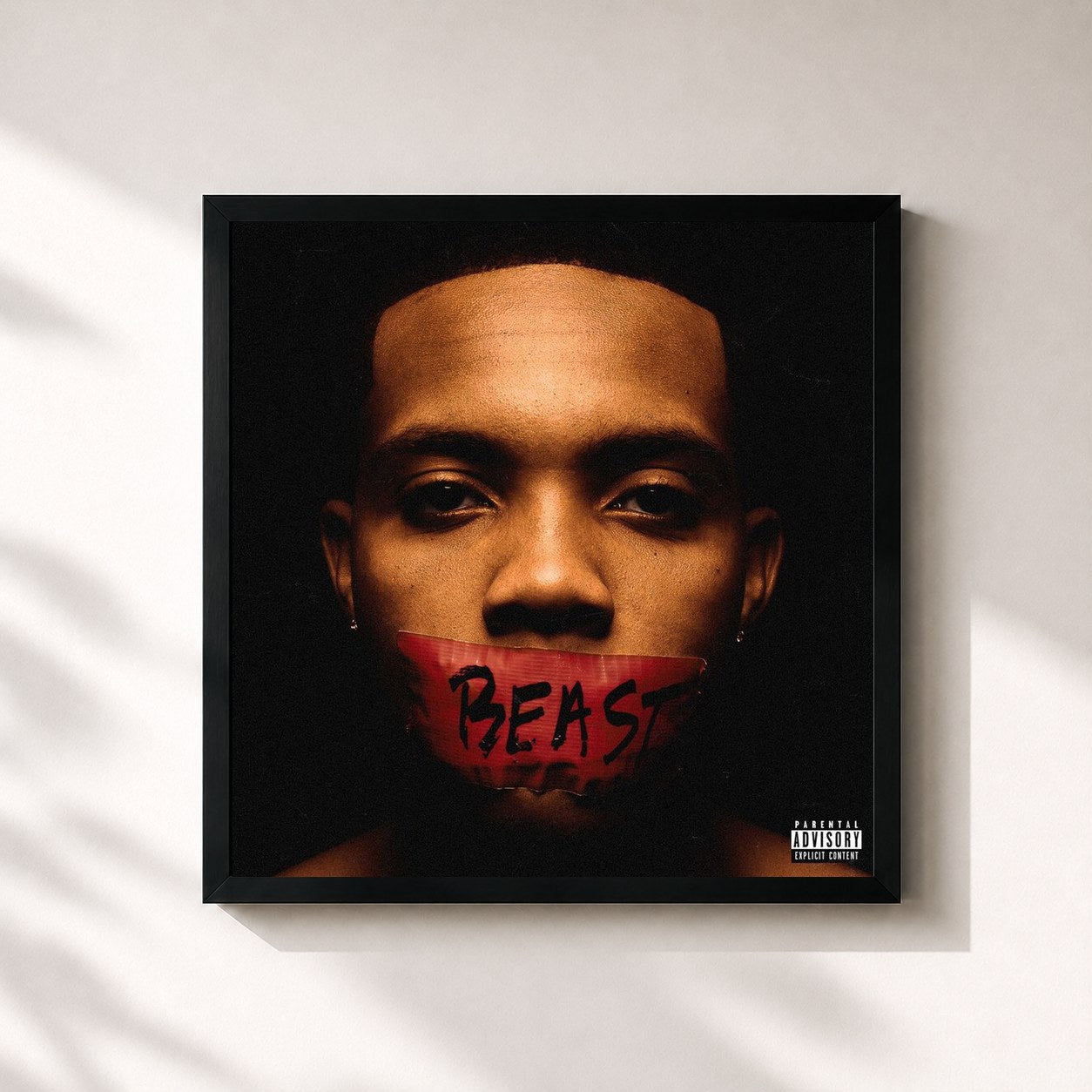 #noir Tableau carré de l'album Humble Beast de G Herbo, cadre noir 32x32 cm