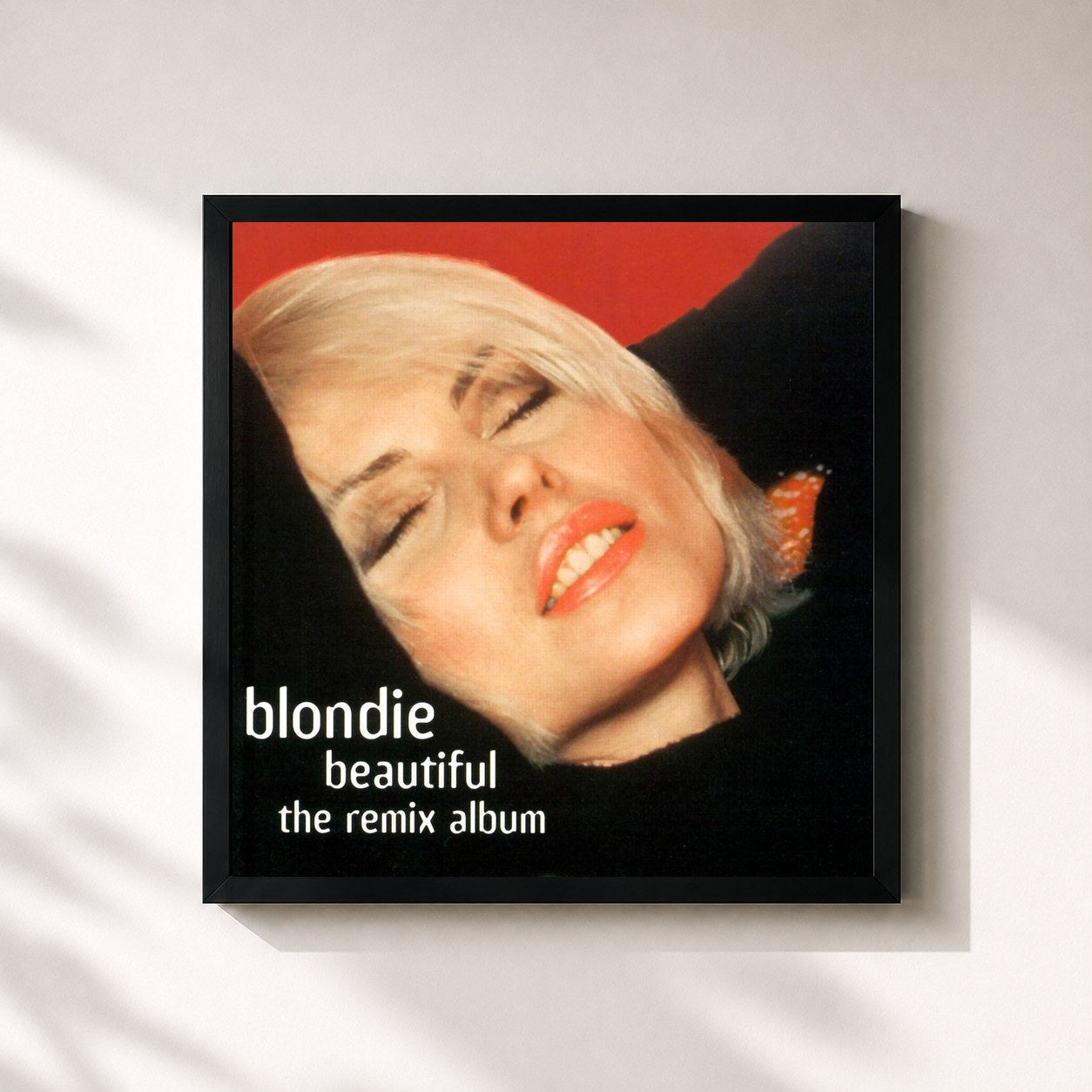 #noir Tableau carré de l'album Beautiful de Blondie, cadre noir 32x32 cm