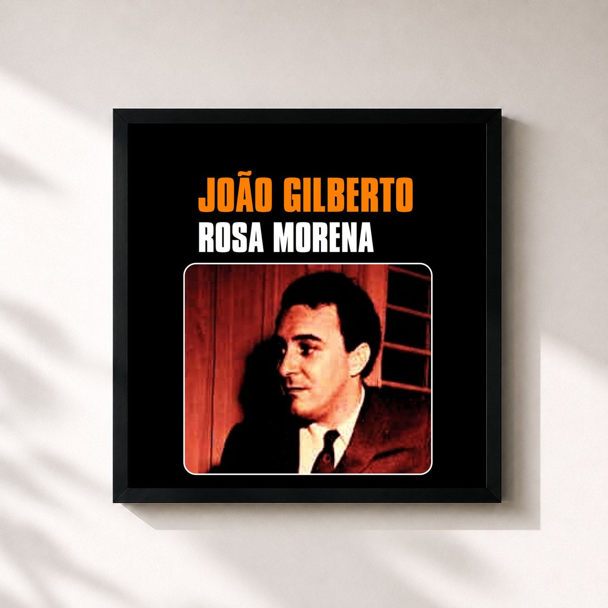 #noir Tableau carré de l'album Rosa Morena de João Gilberto, cadre noir 32x32 cm
