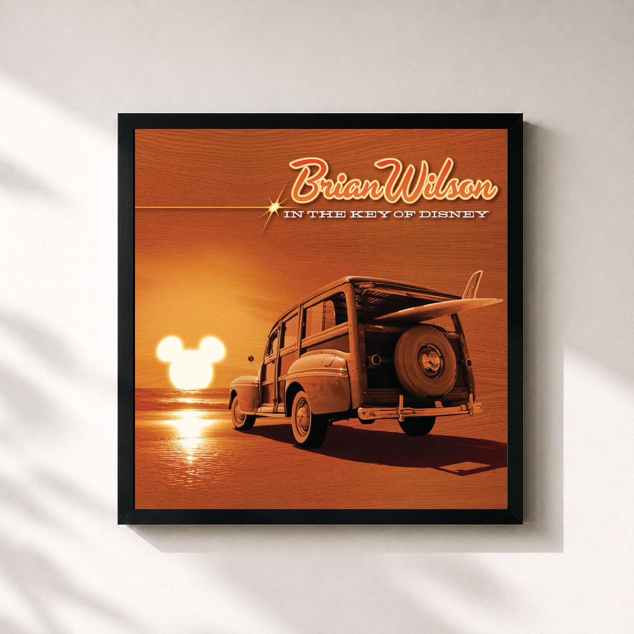 #noir Tableau carré de l'album In the Key of Disney de Brian Wilson, cadre noir 32x32 cm