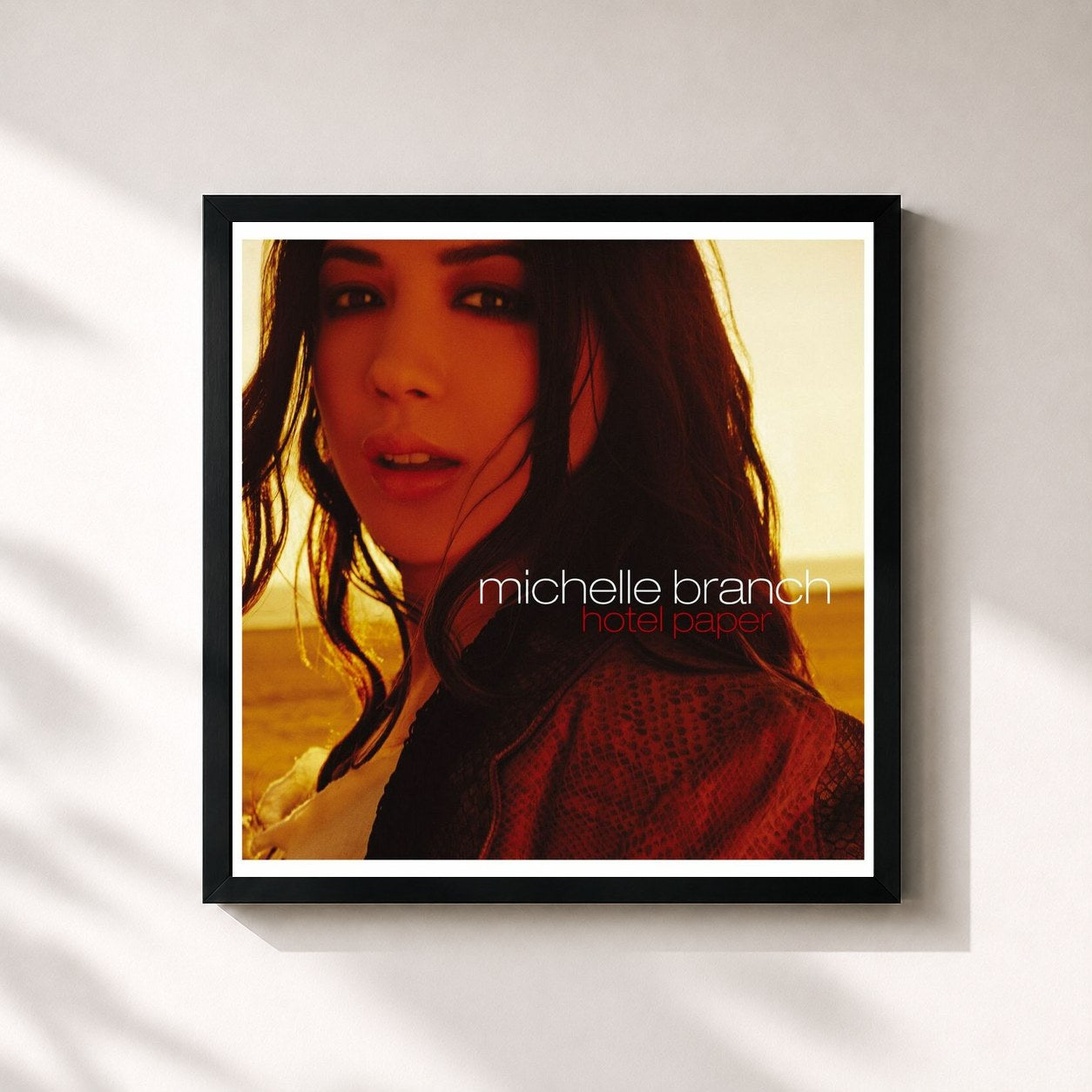 #noir Tableau carré de l'album Hotel Paper de Michelle Branch, cadre noir 32x32 cm